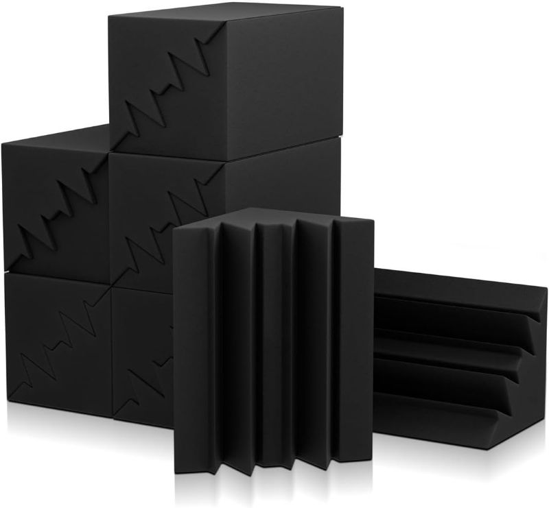 Photo 1 of 8 Pack Acoustic Foam Bass Trap 12" X 7" X 7" - High-Density Foam Corner Panels, Ideal for Recording Studios, Home Theaters, and Soundproofing -Sound Absorbing Acoustic Foam Panels Corner Block Finish