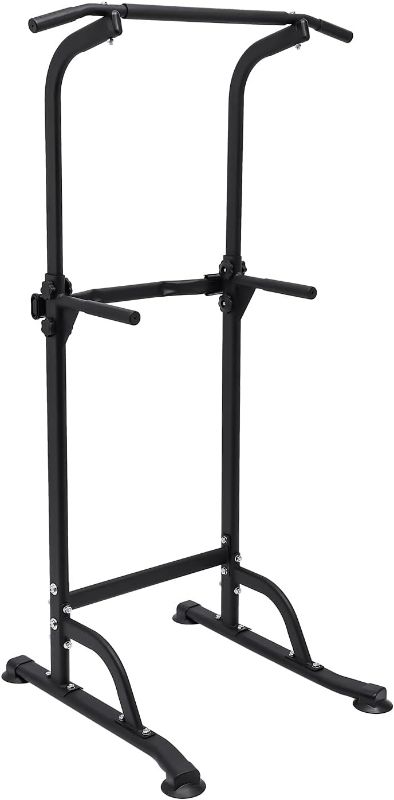 Photo 1 of 10-Level Adjustable Height Power Tower Dip Station Pull Up Bar - Multi-Functional Strength Training Equipment for Home Gym Workouts - Perfect for Calisthenics, Pull Ups, Dips and More