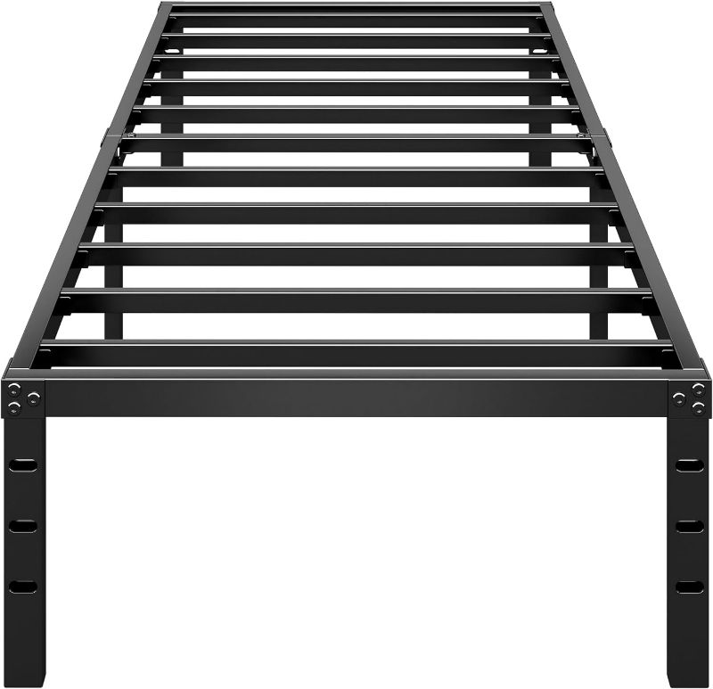 Photo 1 of Metal Platform Bed Frame 14 Inch Tall Bed No Box Spring Needed,Twin Size Bed with Heavy Duty Strong Support Slats,Easy to Assemble,Black