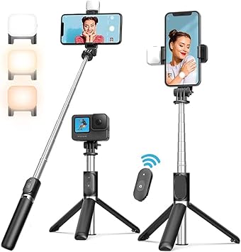 Photo 1 of SelfieShow Selfie Stick, Extendable Selfie Stick Tripod with Wireless Remote and Tripod Stand, Portable, Lightweight, Compatible with iPhone 15 14 13 12 Pro Xs Max X 8Plus, Samsung Smartphone and More