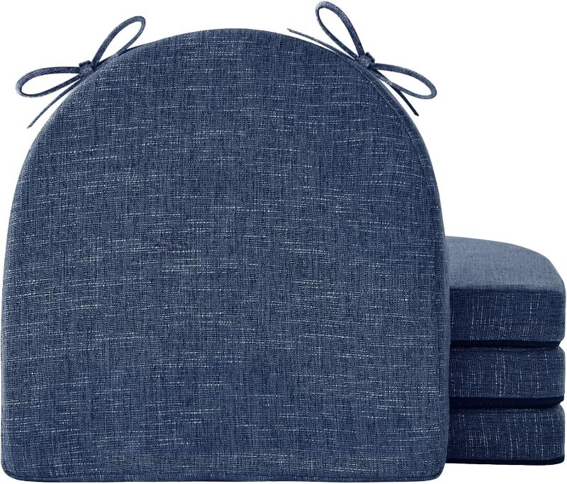 Photo 1 of Chair Cushions for Dining Chairs with Ties and Removable Cover, Dining Kitchen Chair Pads with Non-Slip Bottom, High-Resilience Indoor Seat Cushions, 16'' x 16'' x 2'', Set of 4, Navy