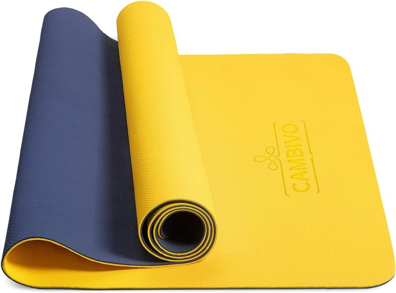 Photo 3 of CAMBIVO Yoga Mat for Women Men Kids, 1/3 & 1/4 & 2/5 Inch Extra Thick Yoga Mat Non Slip, 72" x 24" TPE Yoga Mats, Workout Mat with Carrying Strap for Yoga, Pilates and Floor Exercises