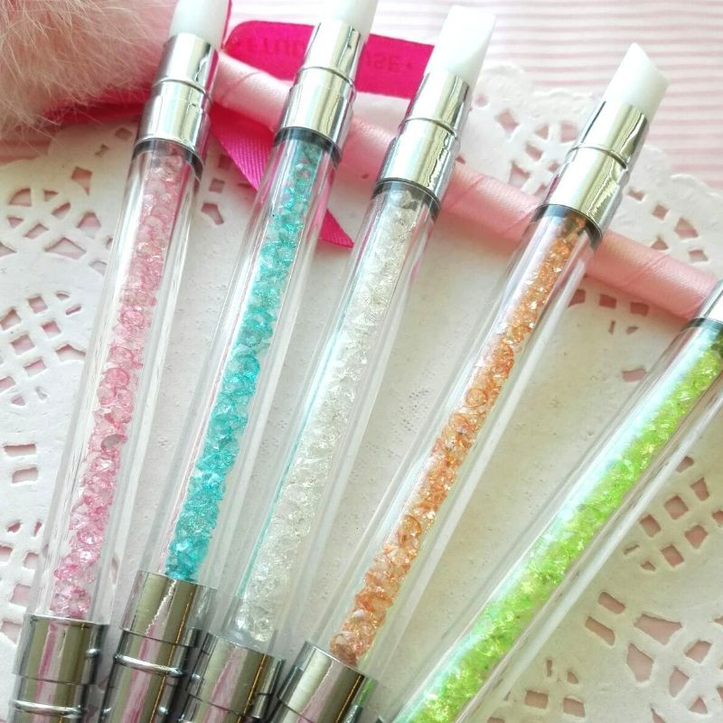 Photo 1 of 5 pcs Silicone Brushes Sculpture Pen Set Carving Docoration Clay Modeling Craft Tool With Crystal