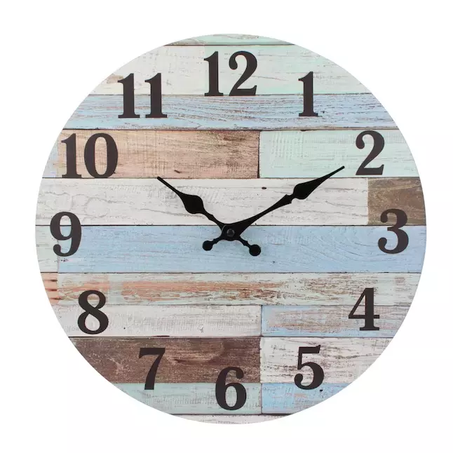 Photo 1 of Vintage Rustic Country 12Inch Analog Wall Clock, Seaside Style Wood-2, Silent Non Ticking Wall Clock, Perfect for Bedroom, Bathroom, Living Room, Home Office