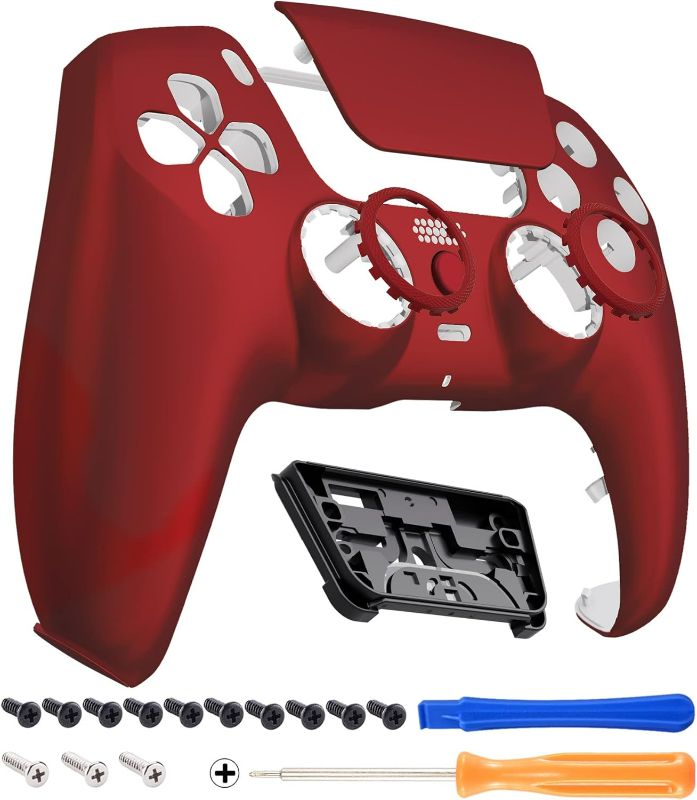 Photo 1 of eXtremeRate LUNA Redesigned Scarlet Red Front Shell Touchpad Compatible with ps5 Controller BDM-010 BDM-020 BDM-030 040, DIY Replacement Housing Custom Touch Pad Cover Compatible with ps5 Controller
