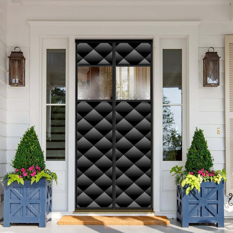 Photo 1 of Magnetic Thermal Insulated Door Curtain with Detachable Visible Windows, Thicken Polyester Fiberfill & Durable Oxford Fabric, Hands Free Windproof Door Screen, Fits Door Size up to 34" x 80", Black