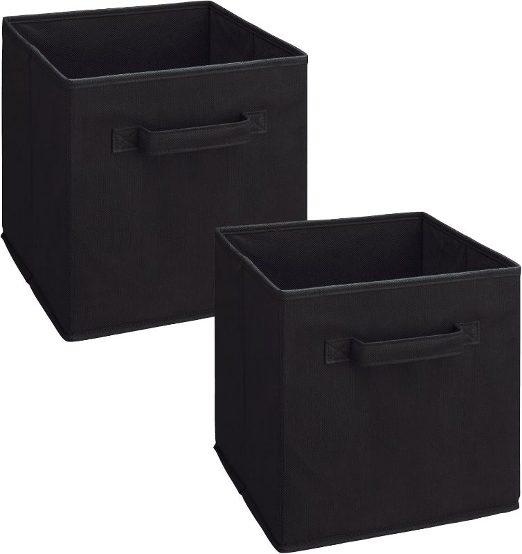 Photo 1 of Amazon Basics Collapsible Fabric Storage Cube Organizer with Handles, 13 x 13 x 13 Inch, Black - Pack of 2 ClosetMaid 3784 Cubeicals Fabric Drawer, Black, 2-Pack