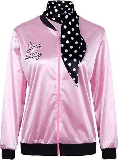 Photo 1 of S/M 1950s Pink Lady Jacket with Neck Scarf - Halloween Cosplay Costume Dress Up Coat