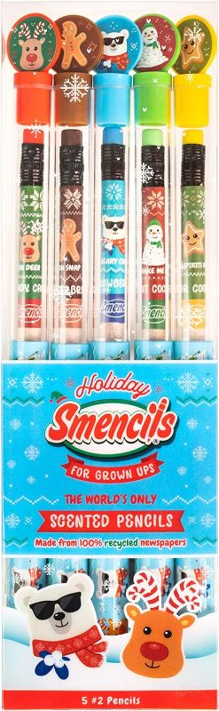 Photo 1 of Holiday Smencils for Grown Ups - HB #2 Scented Fun Pencils, 5 Count - Stocking Stuffer, White Elephant Gifts for Adults, Office Supplies, Party Favors