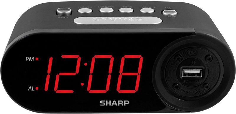 Photo 1 of SHARP Digital Easy to Read Alarm Clock with 2 AMP High-Speed USB Charging Power Port - Charge your phone, tablet with a high speed charge! Simple, Easy to Use Operation, Midnight Black 