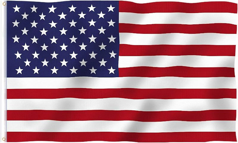 Photo 1 of 5x3 Ft American Outdoor Flag US Flag Bright Color and UV Fade Proof Canvas Header and Double Stitched - USA Flags with Brass Grommets