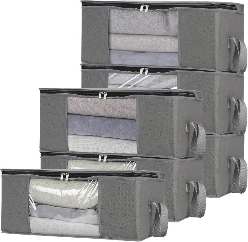 Photo 1 of 6 PackStorage Clothes Bins Closet Bags: Containers Organizer Bag Boxes Clothing Bin Box Container Organization for Organizing Blanket Cloth Pillow Sheet Sweater and Storage Totes Organizers With Lids