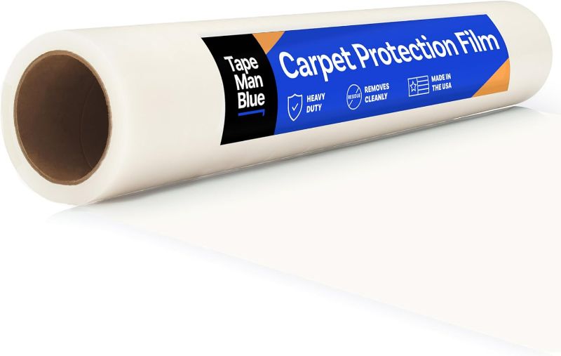 Photo 1 of Carpet Protector Film 30" x 200' roll. Made in The USA! Easy Unwind, Clean Removal, Strong and Durable Carpet Protector. Clear, Self-Adhesive Surface Protective Film.