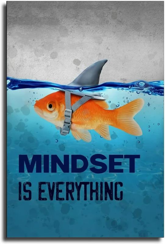 Photo 1 of Mindset is Everything Golden Fish Swimming Wall Art Poster Decor, Inspirational Quotes Wall Art Success Decor for Bathroom, Home Office, Bedroom 23.5"x35"x1