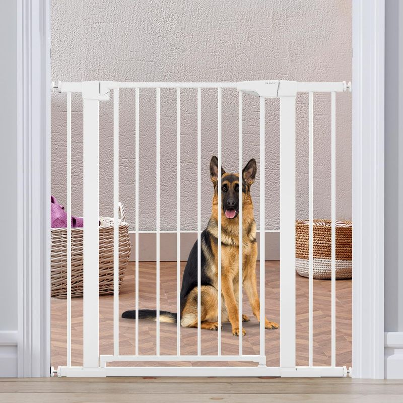 Photo 1 of 36" High Extra Tall Dog Gate, 29.6"-37.9" Wide Pressure Mounted Tall Baby Gate for Dog, Auto Close Pet Gate with Door for Stairs,Doorways,House,white