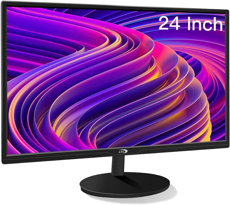 Photo 1 of STGAubron 24 Inch Gaming Computer Monitor, FHD 1920 x 1080P Office PC LED Display, 99% sRGB, HDMI, VGA, Ergonomic Tilt Adjustment