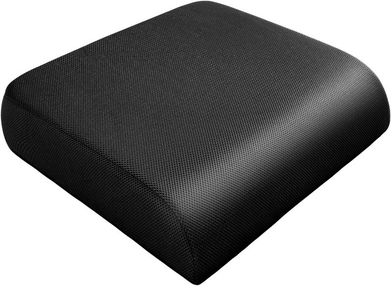 Photo 1 of Extra Thick Large Seat Cushion -19 X 17.5 X 4 Inch Gel Memory Foam Cushion with Carry Handle Non Slip Bottom - Pain Relief Coccyx Cushion for Wheelchair Office Chair (BLACK (1PACK))