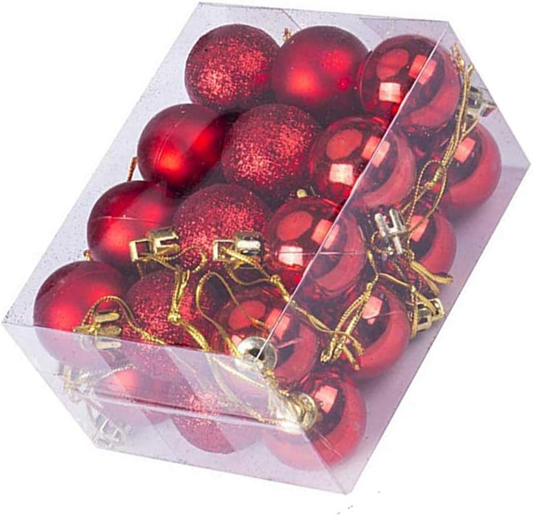 Photo 1 of 144 Piece, 6 Packs Of 24 Pieces 1.18"/3cm Shatterproof Christmas Ball Ornaments Packed in Plastic Barrel Shatterproof Christmas Tree Balls Ornament use for Christmas Small Tree Ornaments Wedding Birthday Red