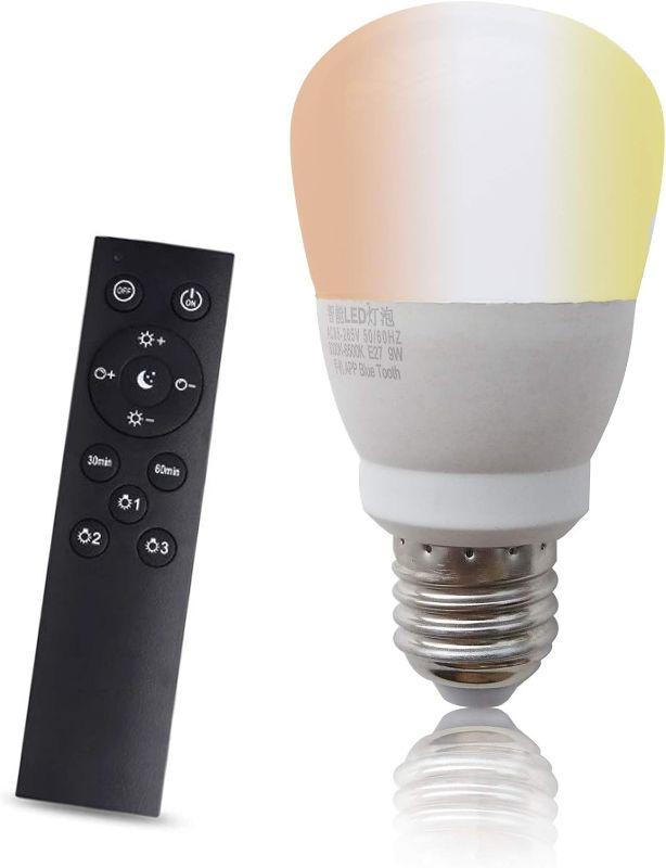 Photo 1 of IMENG (LED Lamp) LED Bulb, Base: E26, Dimmable & Toning, Toning Light Bulb Color (2700K) to Daylight (6500K), Adjustable by Remote Control, Night Light Mode, 30/60 Minutes Off Time Timer Function,