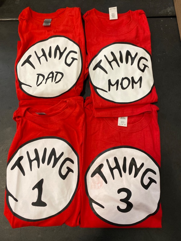 Photo 1 of 4 Pack Size XL Thing Dad, Mom, 1,3 Shirts 100% Cotton Minor Discoloration In Logo 