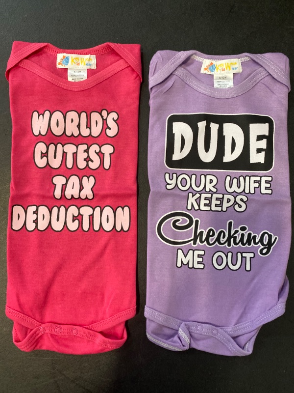 Photo 1 of 2 Pack Size 0-6 M Worlds Cutest Tax Deduction Dude Your Wife Keeps Checking Me Out Baby Clothes