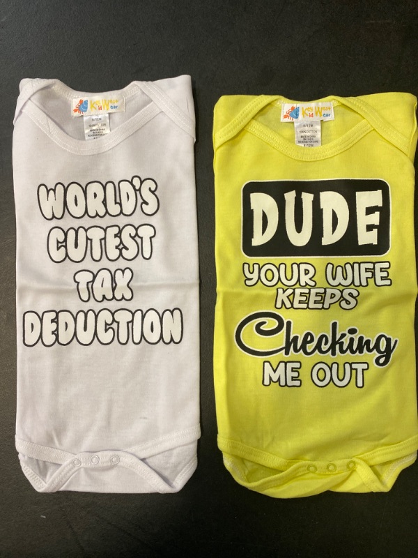 Photo 1 of 2 Pack Size 0-6 M Dude Your Wife Keeps Checking me Out, Worlds Cutest Tax Deduction Baby Clothes