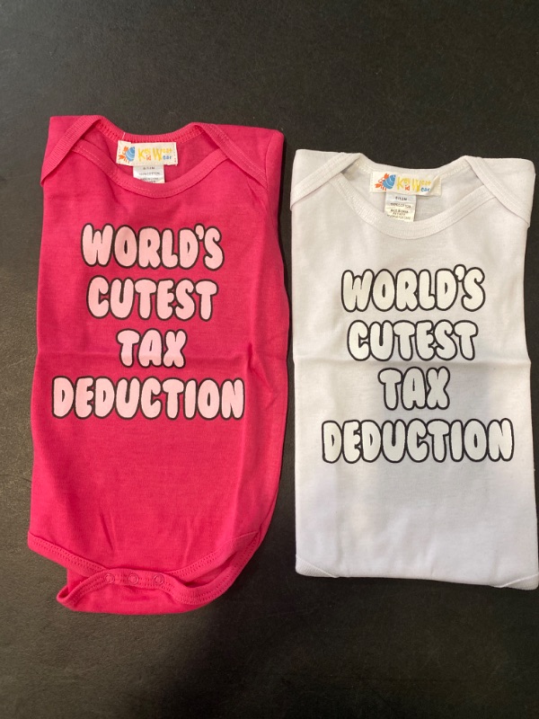 Photo 1 of 2 Pack Size 0-6 M Worlds Cutest Tax Deduction White Pink Baby Onesie