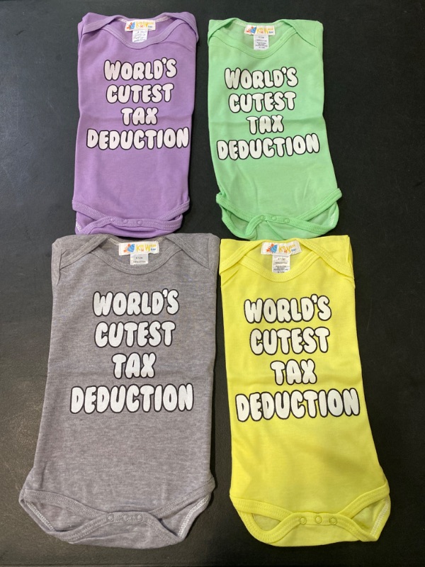 Photo 1 of 4 Pack Size 0-6 M Worlds Cutest Tax Deduction Multi Color Baby Onesie