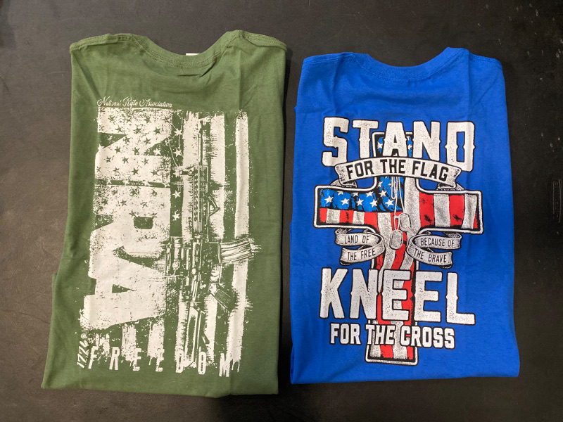 Photo 1 of 2 Pack Size M Stand For The Flag Kneel For The Cross, NRA Flag Shirts 100% Cotton