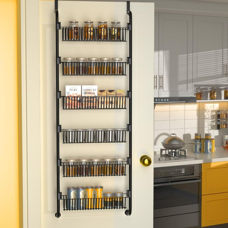 Photo 1 of 6-Tier Over the Door Pantry Organizer, Heavy-Duty Metal Pantry Door Organizers and Storage with 6 Adjustable Baskets, Pantry Spice Rack for Home, Kitchen