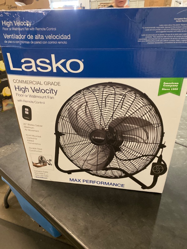 Photo 3 of Lasko 20" Max Performance High Velocity Floor Fan, Wall Mount Option,22" H, Black, 2264QM, 