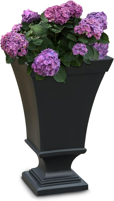 Photo 1 of Mayne Vienna 25in Tall Urn Planter - Black - 16in L x 16in W x 25in H - with 3 Gallon Built-in Water Reservoir (5892-B)