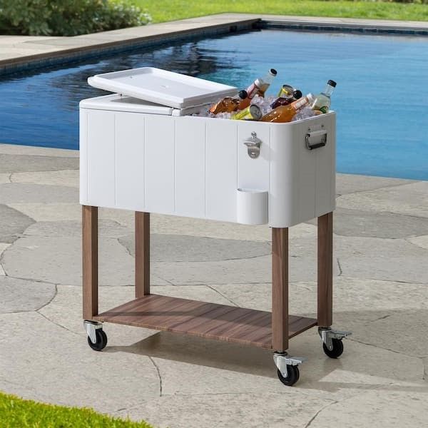 Photo 1 of StyleWell
80 Qt. White Cooler with Light Brown Woodgrain