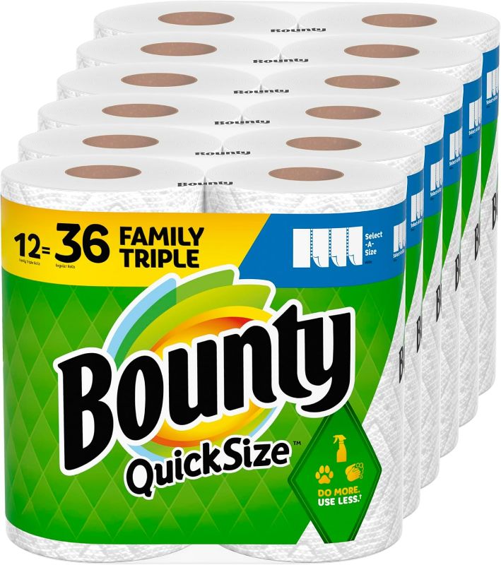 Photo 1 of Bounty Quick-Size Paper Towels, White, 12 Family Triple Rolls = 36 Regular Rolls