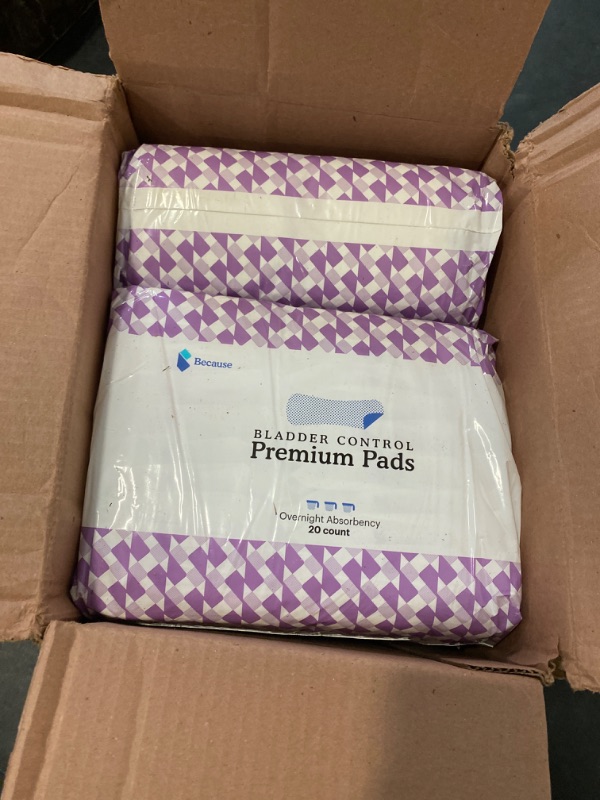 Photo 2 of Because Incontinence Pads for Women - Maximum Absorbency, Postpartum Pads, Up to 100% Leak-Free Protection, Discreet Protection for Bladder Leaks, 6 Packs Of 20 