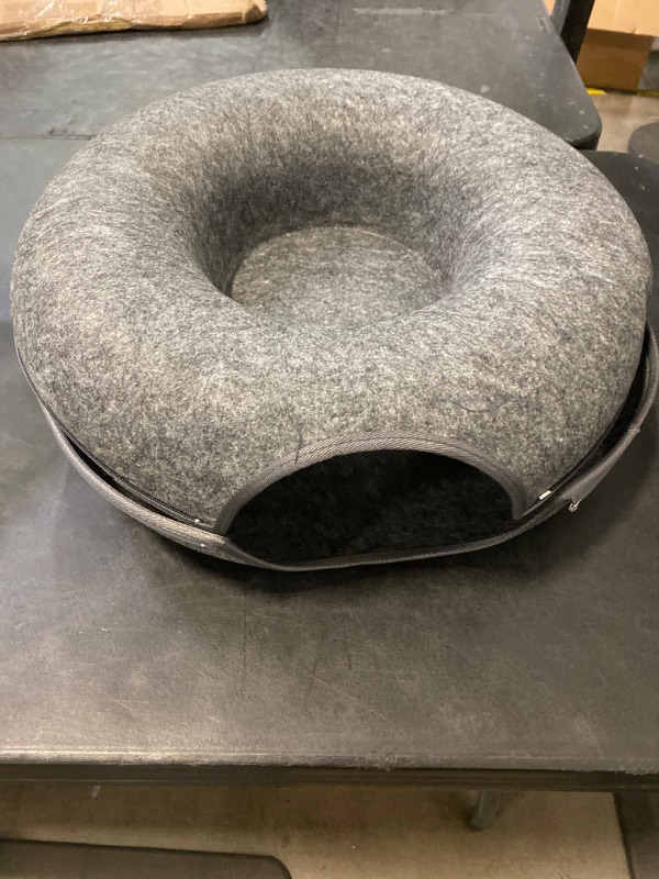 Photo 2 of Cat Tunnel Bed, Indoor Cat Cave, Cat Tunnel, Large Cat House, Donut Cat Bed - Perfect for Multi-Cat Households… (Dark gray-20inch)