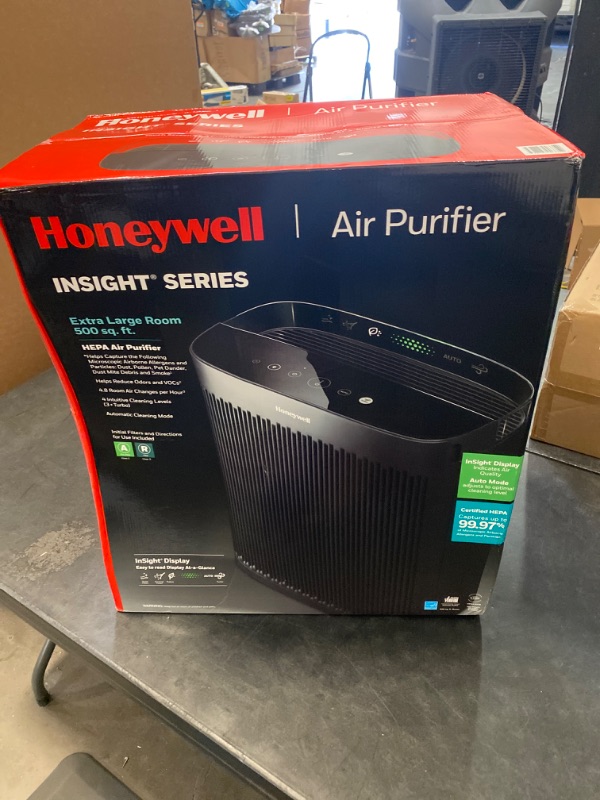 Photo 3 of Honeywell InSight HEPA Air Purifier with Air Quality Indicator and Auto Mode, Extra-Large Rooms, Bedrooms, Home (500 sq ft), Black - Reduces Airborne Allergens, Smoke, Dust, Pollen, HPA5300B HPA5300B Black