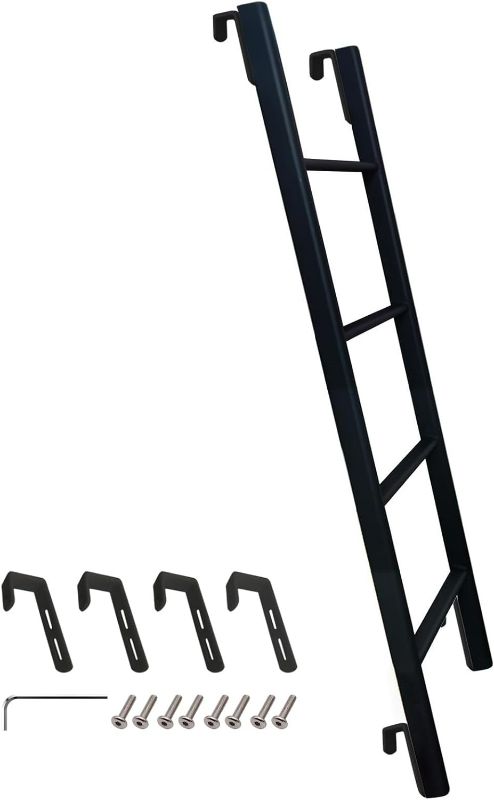 Photo 1 of Bed Ladders with 4 Hook and Foot Caps, Metal Twin Bed Step Ladder for Home Dorm Appartments, Load 330 LBS (72inch / 183cm, Black)