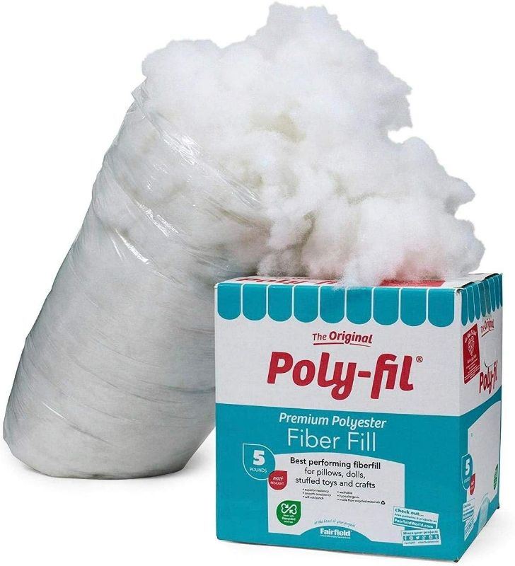 Photo 1 of Fairfield The Original Poly-Fil, Premium Polyester Fiber Fill, Soft Pillow Stuffing, Stuffing for Stuffed Animals, Toys, Cloud Decorations, and More, Machine-Washable Poly-Fil Fiber Fill, 5 lbs. Box