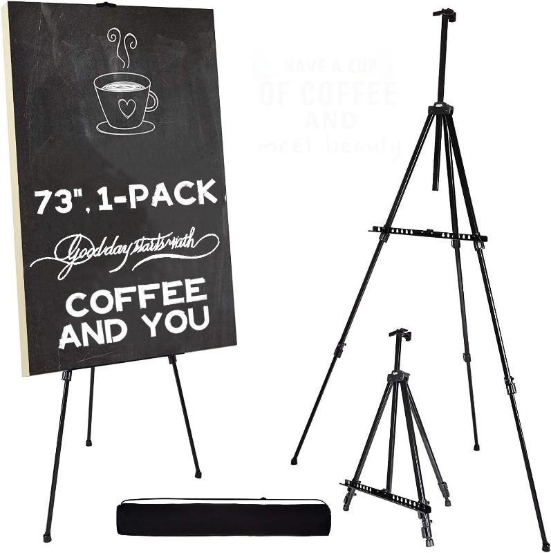 Photo 1 of Artify 73 Inches Double Tier Easel Stand, Adjustable Height from 22-73”, 3 in 1, for Painting and Display with a Carrying Bag, 1PACK