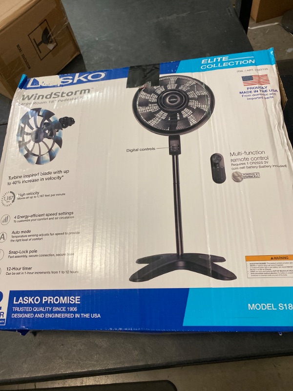 Photo 3 of Lasko WindStorm 18" Adjustable Pedestal Fan with Remote Control