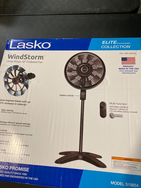 Photo 3 of Lasko WindStorm 18" Adjustable Pedestal Fan with Remote Control.