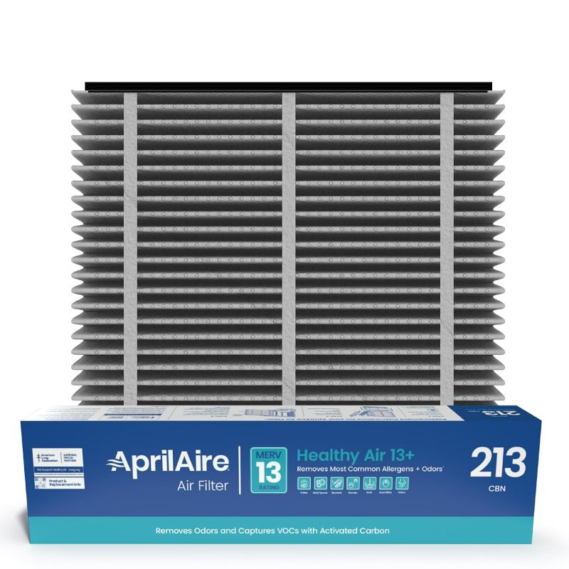 Photo 1 of AprilAire 213CBN Replacement Filter for AprilAire Whole House Air Purifiers - MERV 13 with Carbon, Healthy Home Allergy + Odor Reduction, 20x25x4 Air Filter (Pack of 2)