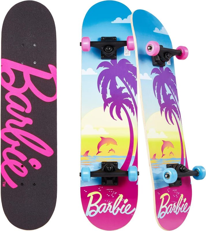 Photo 1 of Barbie Skateboard with Printed Graphic Grip Tape - Great for Kids and Teens, Cruiser Skateboard with ABEC 5 Bearings, Durable Deck, Smooth Wheels