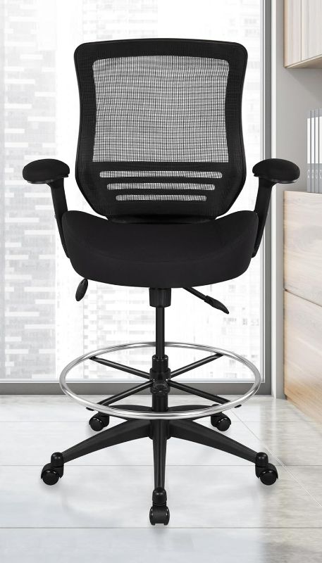 Photo 1 of BOLISS 400lbs Mesh Ergonomic Drafting Chair,Tall Office Chair, Standing Desk Chair,Height Adjustable Armrest,Lumbar Support,Foot Ring,Swivel Computer Task Chair-(Black)