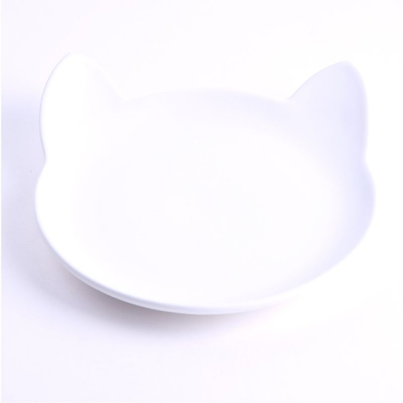 Photo 1 of Ceramic Kitty Plate and Saucer Bowl - Hooman Collection by ViviPet (Kitty Plate, White)