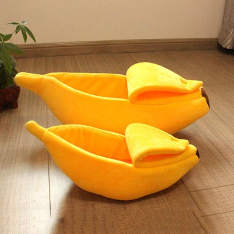 Photo 1 of Banana Cat Bed Cat Houses for Indoor Cats Cat Nest Lightning Deals Prime Banana Shape Premium Self Warming Washable Autumn Winter Cat House for Kitten Tent Small Pet