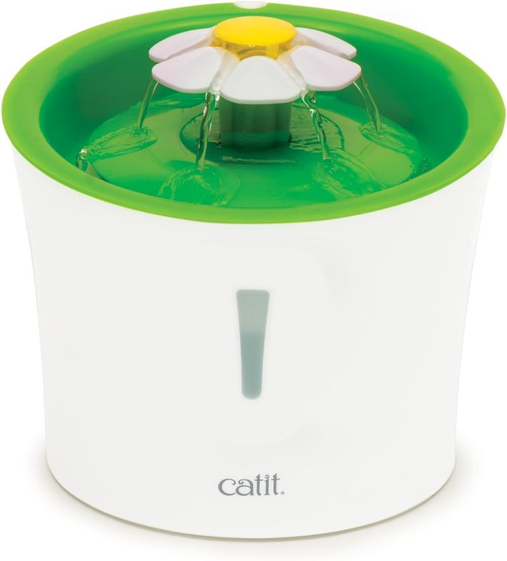 Photo 1 of Catit Flower Fountain with Triple Action Filter, Cat Drinking Water Fountain, 3 L, Green