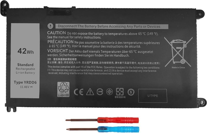 Photo 1 of eCRM 42Wh YRDD6 1VX1H Battery for Inspiron 5482 7586 5485 5491 2-in-1 5591 3310 2-in-1 5593 5591 5480 3493 3582 3583 3593 3793 5493 5585 5590 5594 5598 Vostro 3491 5481 5581 5490 5590 P93G001 VM732.