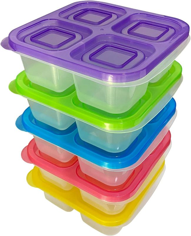 Photo 1 of AQSXO 5 Pcs Bento Snack Food Containers, Divided Food Storage with Lids for Travel, Reusable Meal Prep Lunch Containers.